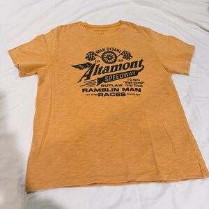Lucky Brand Mustard Speedway Graphic Tee M